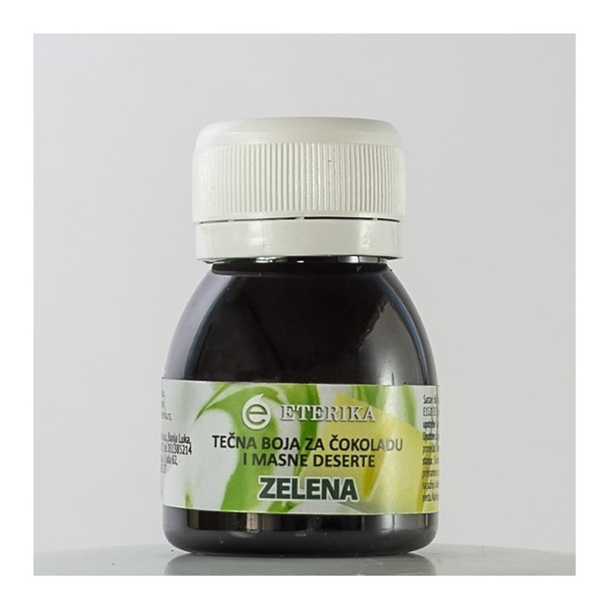 Green liquid color for chocolate and fat desserts