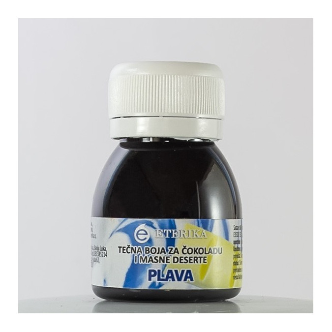 Blue liquid color for chocolate and fat desserts