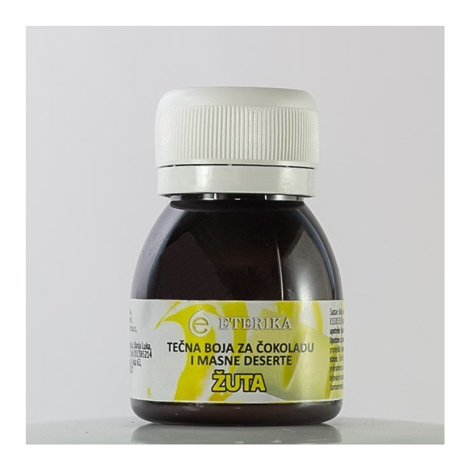 Yellow liquid color for chocolate and fat desserts