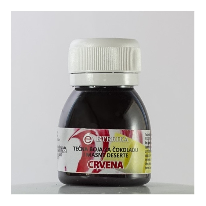 Red liquid color for chocolate and fat desserts