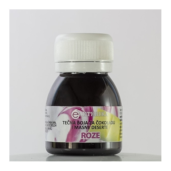 Light pink liquid color for chocolate and fat desserts