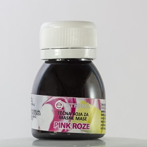 Pink liquid color for chocolate and fat desserts