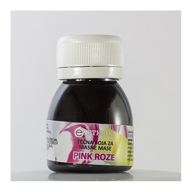 Pink liquid color for chocolate and fat desserts